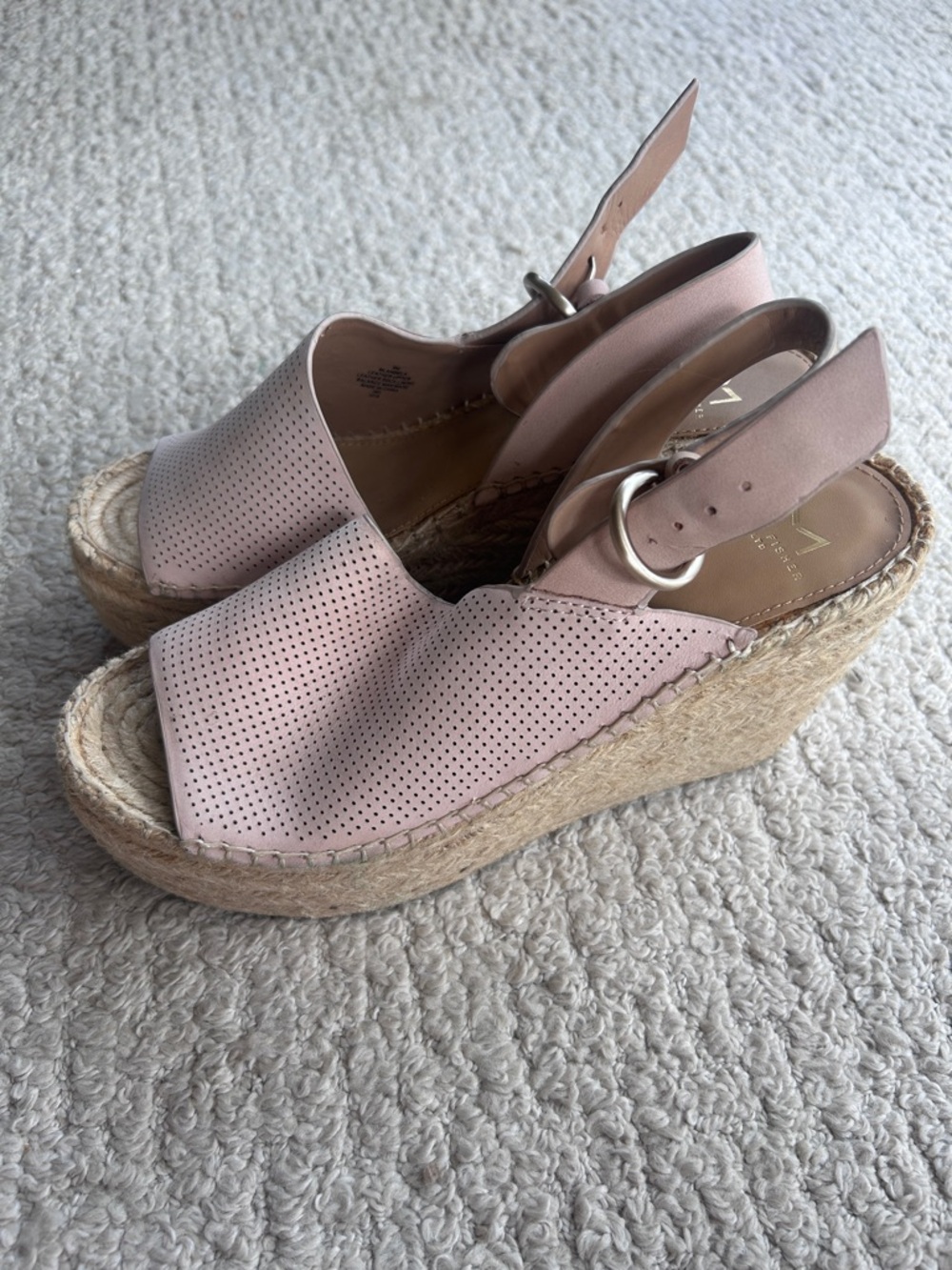 Marc Fisher "Andela" Blush Pink Espadrille Slingback Wedge Sandals - Picture 5 of 8